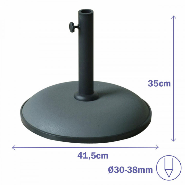 Marbueno Parasol Rond Beton 41,5x35 cm 15KG Grijs Tuin, Zwembad en Terras 10446