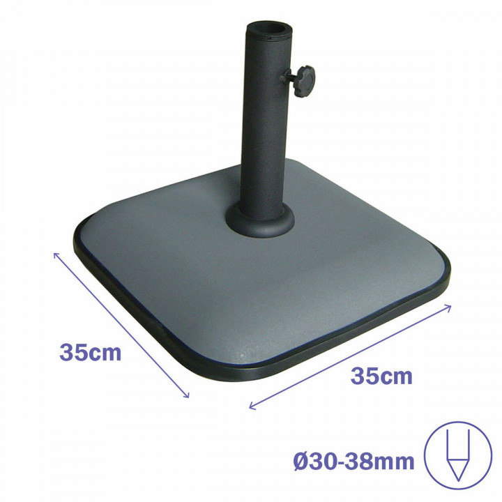 Marbueno Base Ombrellone Quadrato Cemento 35X35X5,2 cm 11KG Grigio Giardino 10454