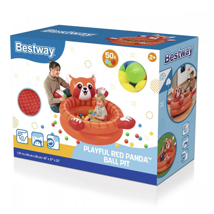 Bestway Piscina Bolas Gonfiabile Panda 107x94x58 cm +2 Anni Interno e Giardino 52702