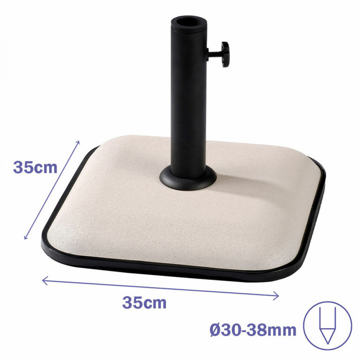 Marbueno Sonnenschirm-Basis Beton 35X35X5,2 cm 11KG Weiß Garten, Pool, Terrasse 10457