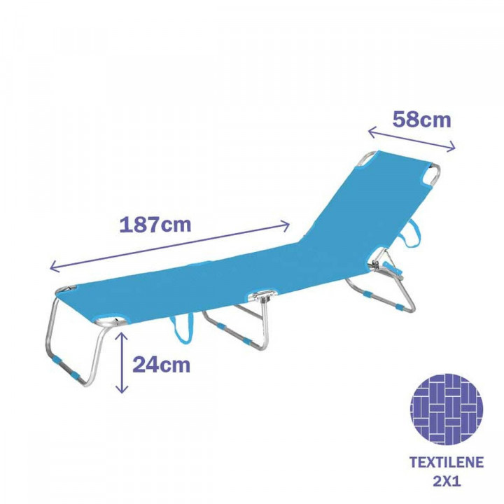 Marbueno Opvouwbare Ligstoel Aluminium Blauw Strand & Zwembad 187X58X24 cm 10460