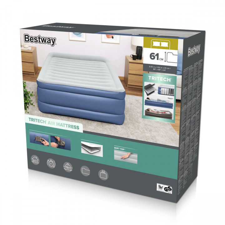 Bestway Letto Doppio Elettrico 203x152x61 cm Gonfiabile e Camping 67690