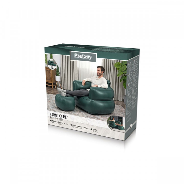 Bestway Sillon Gonfiabile con Reposapiedi Colore Assortito 107x99x80/48x48x36 cm