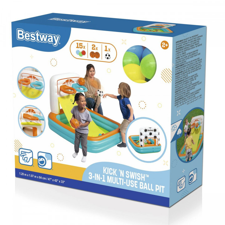 Bestway Aufblasbare Kinderpool mit Körben und Bällen 120x107x84 cm +2 Jahre Garten 52728