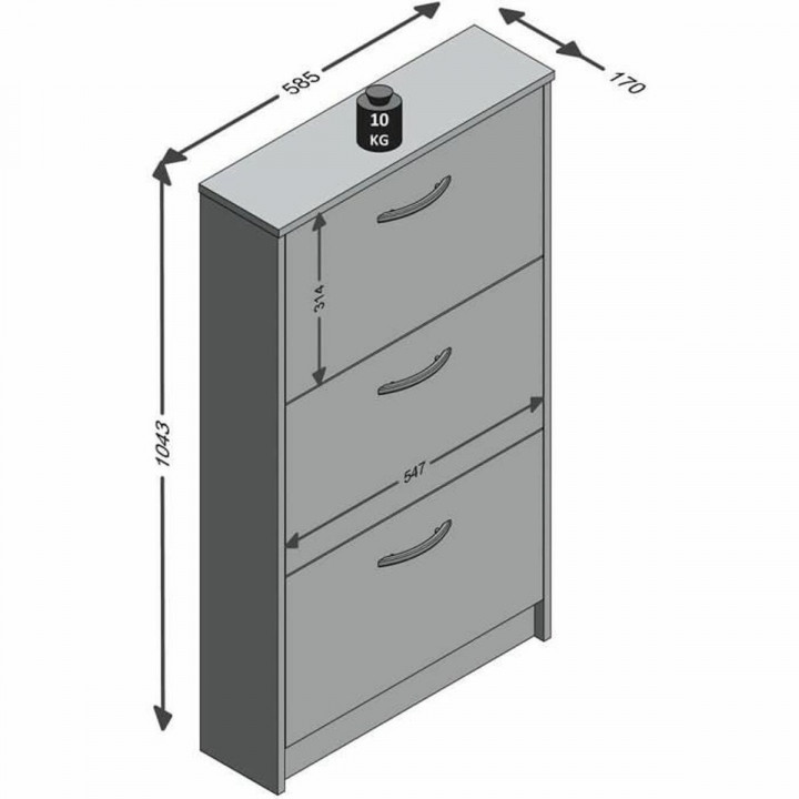 Schoenenrek FMD Wit 58,5 x 104,5 x 17 cm