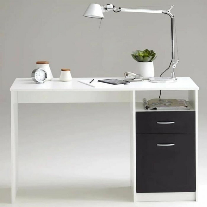 Desk FMD JACKSON  White Black 123 x 76,5 x 50 cm Wood