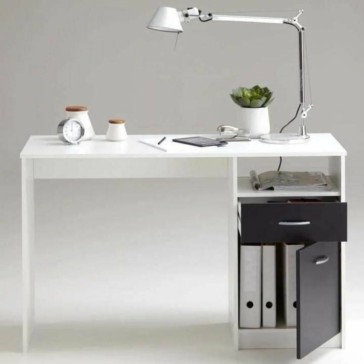 Desk FMD JACKSON  White Black 123 x 76,5 x 50 cm Wood