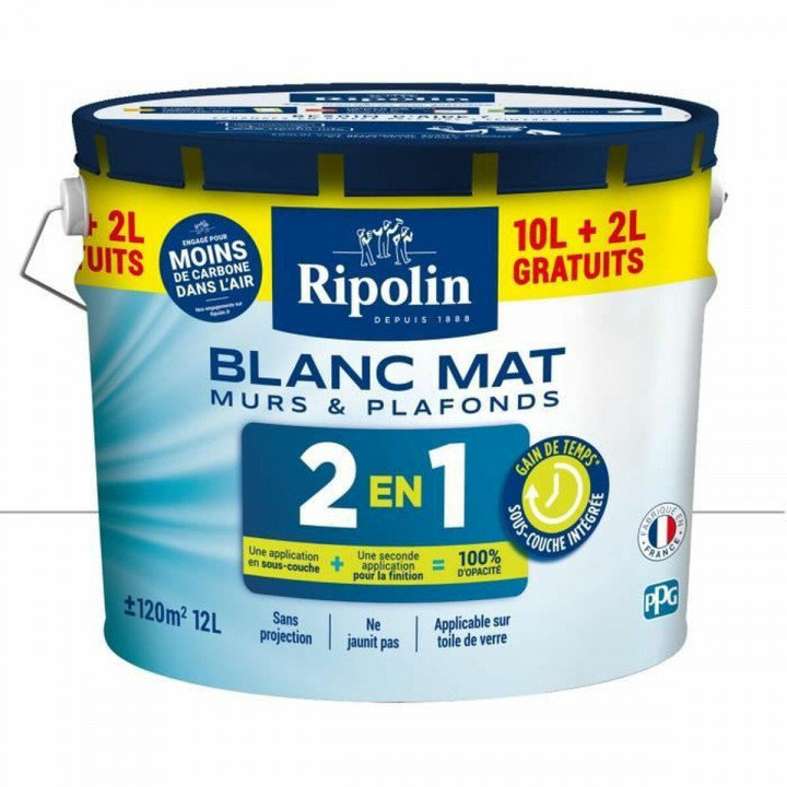 Peinture d'Apprêt Ripolin Blanc Mat 12 L