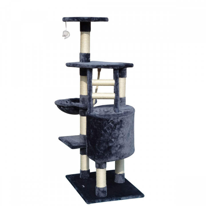 Árbol rascador para gatos Gloria Sinu Gris Poliéster Madera Papel Plástico Sisal 7,5 cm 55 x 40 x 120 cm