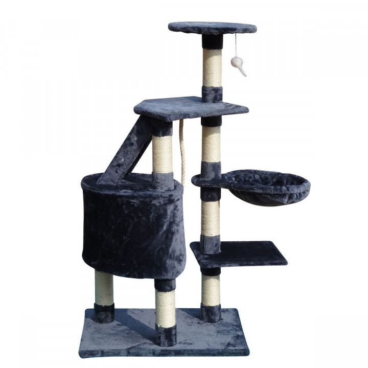 Krabpaal voor katten Gloria Sinu Grijs Polyester Hout Papier Plastic Sisal 7,5 cm 55 x 40 x 120 cm