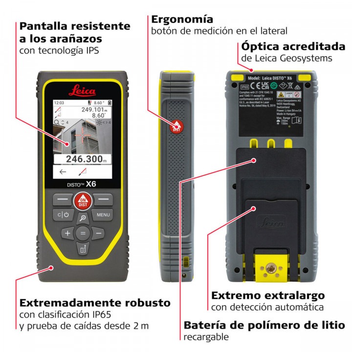 Telemetro Leica Geosystems Disto X6 250 m