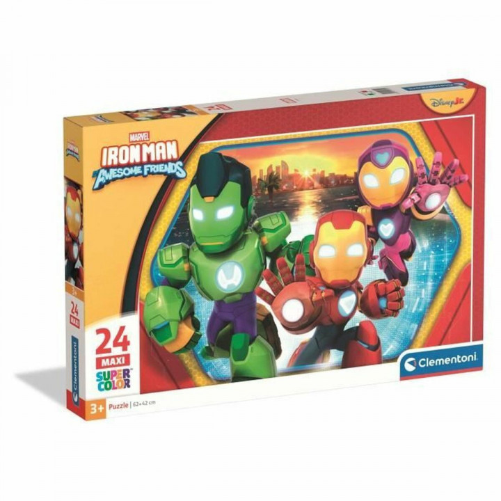Puzzle Clementoni Maxi - Iron Man and his awesome friends 62 x 42 cm 24 Pezzi