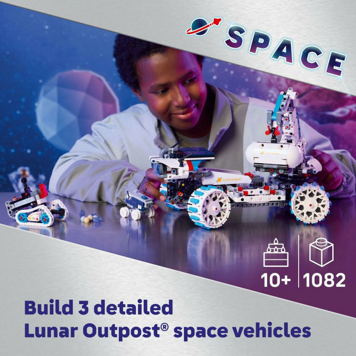 Set di Costruzioni Lego 42211 Lunar Outpost Moon Rover Space Vehicle 1082 Pezzi