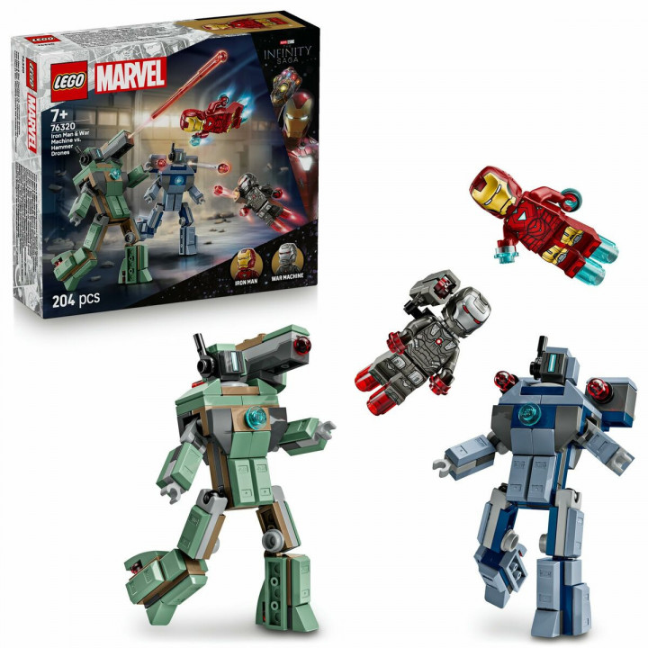 Bouwspel Lego 76320 Iron Man & War Machine VS Hammer Drones 204 Onderdelen