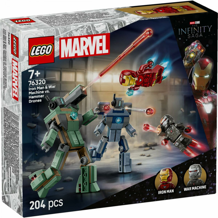 Set de construction Lego 76320 Iron Man & War Machine VS Hammer Drones 204 Pièces