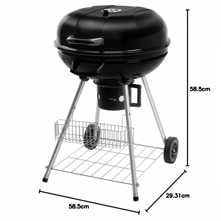 Coal Barbecue with Cover and Wheels Fieldmann FZG 1004 Black Circular