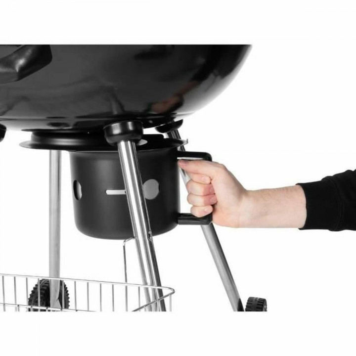 Barbecue a Carbone con Coperchio e Ruote Fieldmann FZG 1004 Nero Rotondo