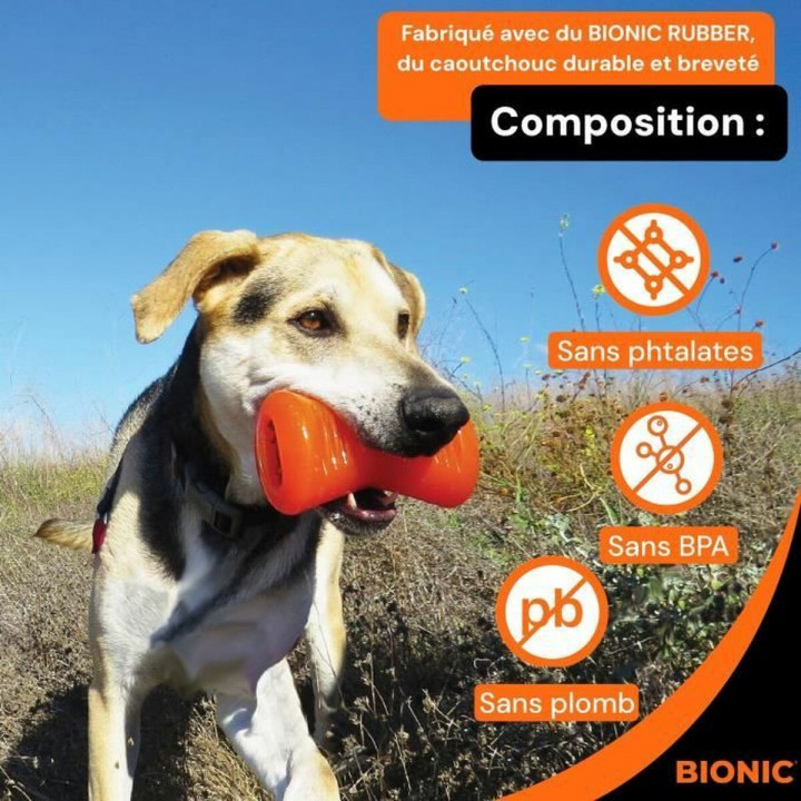 Mordedor de perro Bionic Urban stick Naranja M Hueso