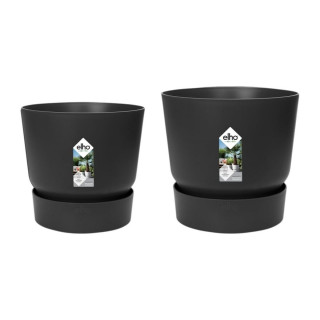 Set of pots Elho Black Plastic Circular 2 Pieces