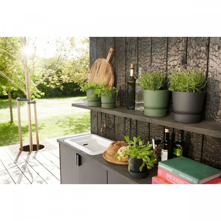 Set of pots Elho Black Plastic Circular 2 Pieces