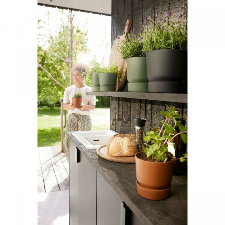 Set of pots Elho Black Plastic Circular 2 Pieces