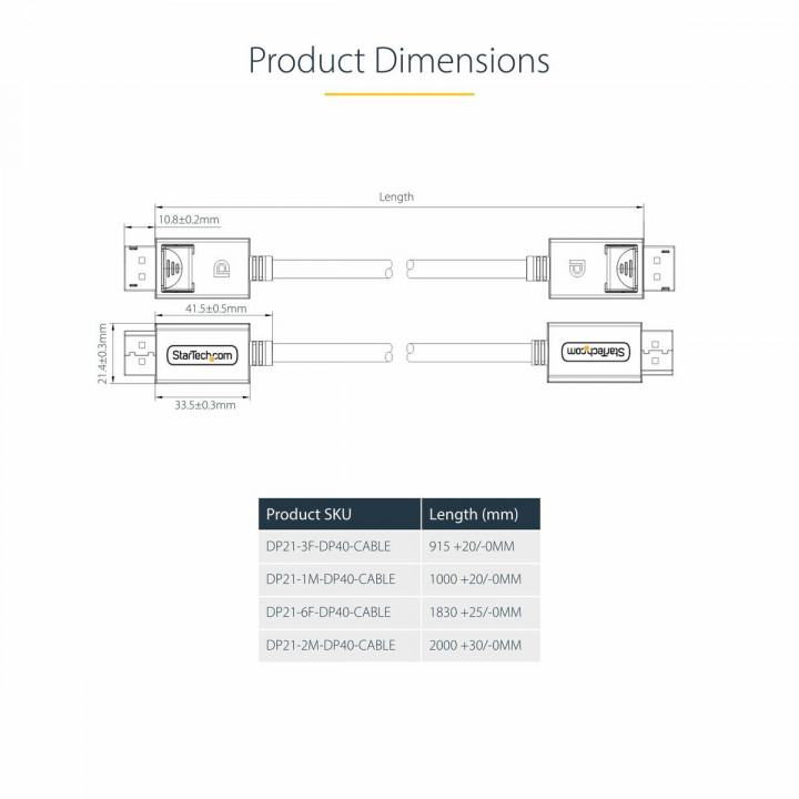 Câble USB Startech DP21-3M-DP40-CABLE Noir 3 m