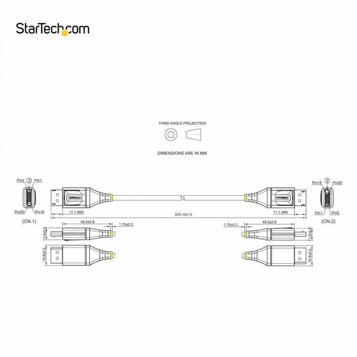 USB-Kabel Startech DP14VMM1F Schwarz 30 cm