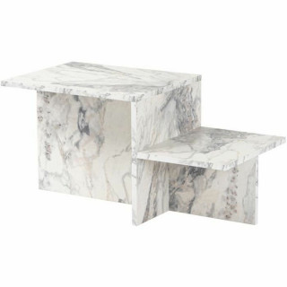 Table Basse Harmony Blanc Gris 80 x 40 x 40 cm Marbre