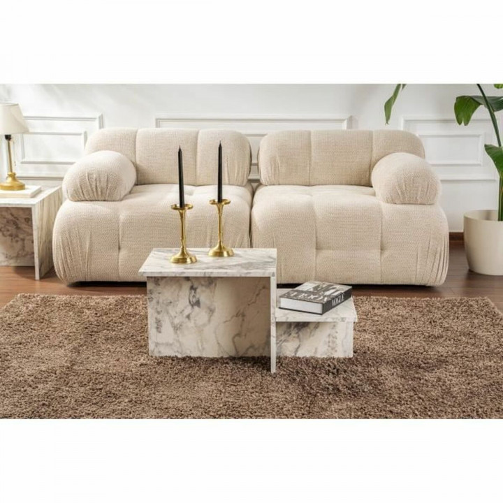 Mesa de Centro Harmony Blanco Gris 80 x 40 x 40 cm Mármol