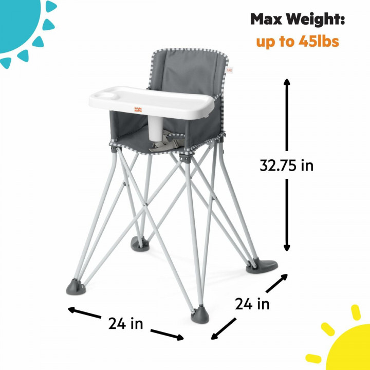 Chaise haute Bright Starts Pop N Dine Gris