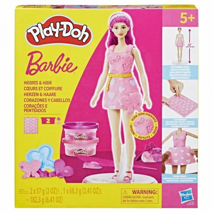 Plasticine Spel Play-Doh Barbie Hearts & Hair Multicolour