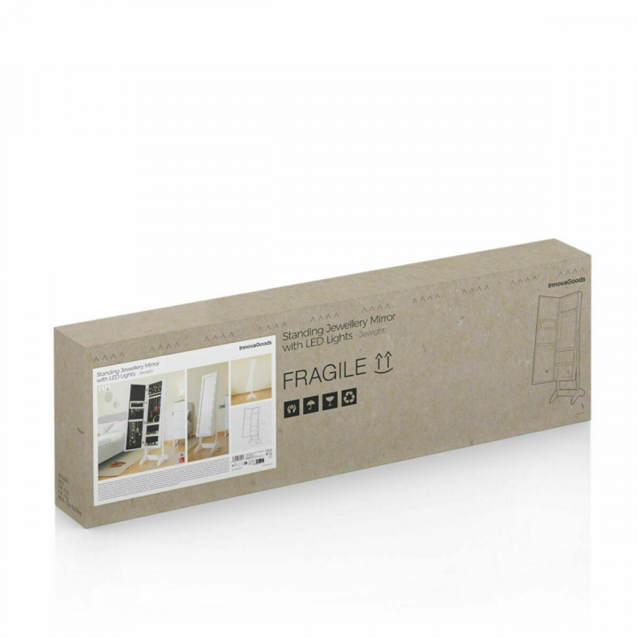 Stand-Schmuckspiegel mit LED InnovaGoods Weiß Holz Kunststoff (Restauriert A)