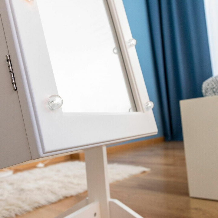 Armoire à Bijoux sur Pied avec Miroir et LED InnovaGoods Blanc Bois Plastique (Reconditionné A)