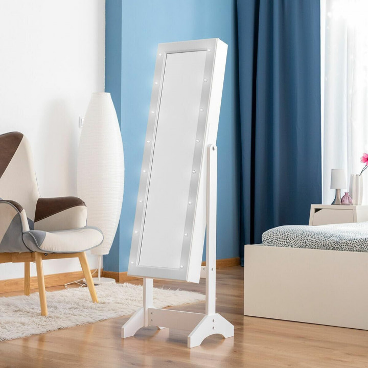 Armoire à Bijoux sur Pied avec Miroir et LED InnovaGoods Blanc Bois Plastique (Reconditionné A)
