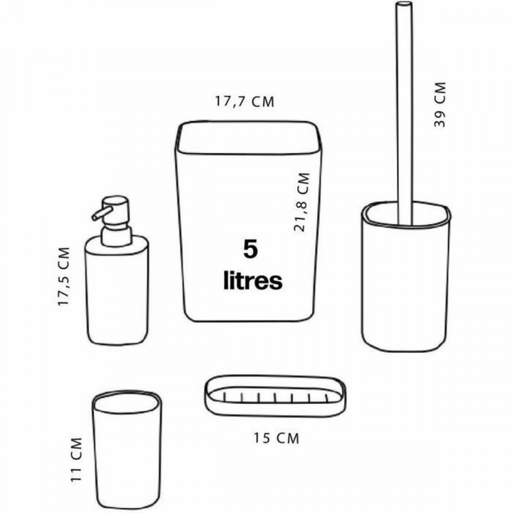 Badset TODAY HOY Zwart Plastic Modern (5 Stuks)