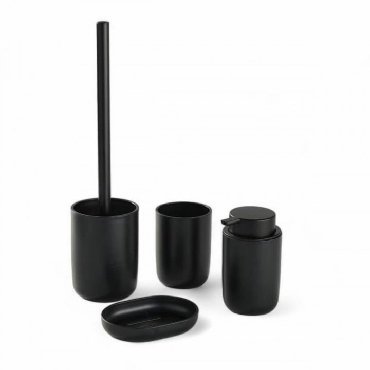 Bath Set TODAY HOY Black Plastic Modern 4 Pieces (4 Units)