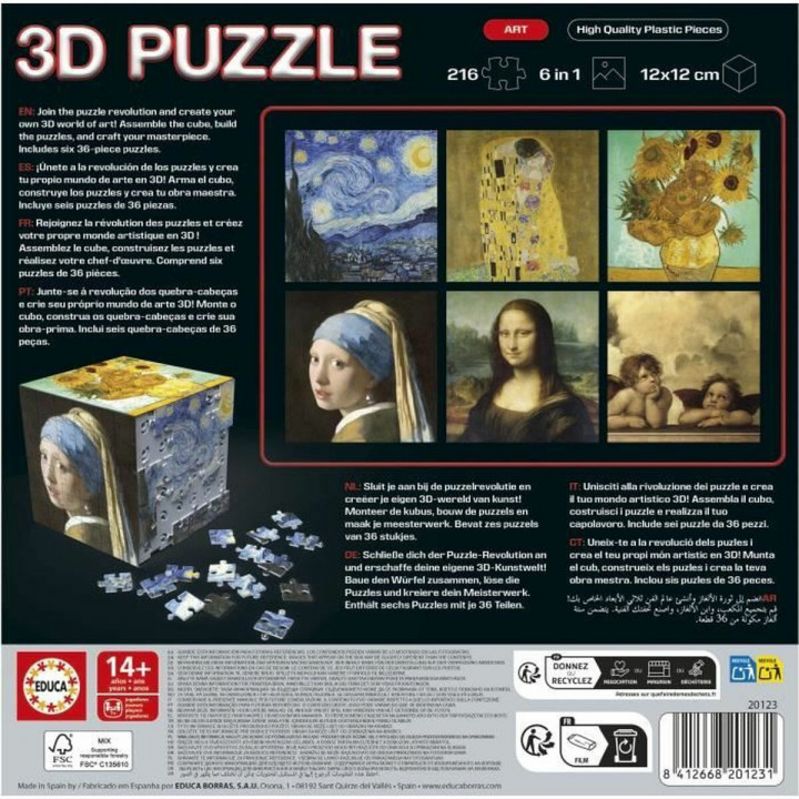 Puzzle Educa Arte en Cubo 36 Pieces 216 Pieces (6 Units)