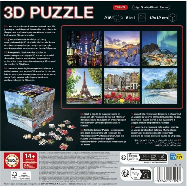 Puzzle Educa 3D 216 Pieces (6 Units)