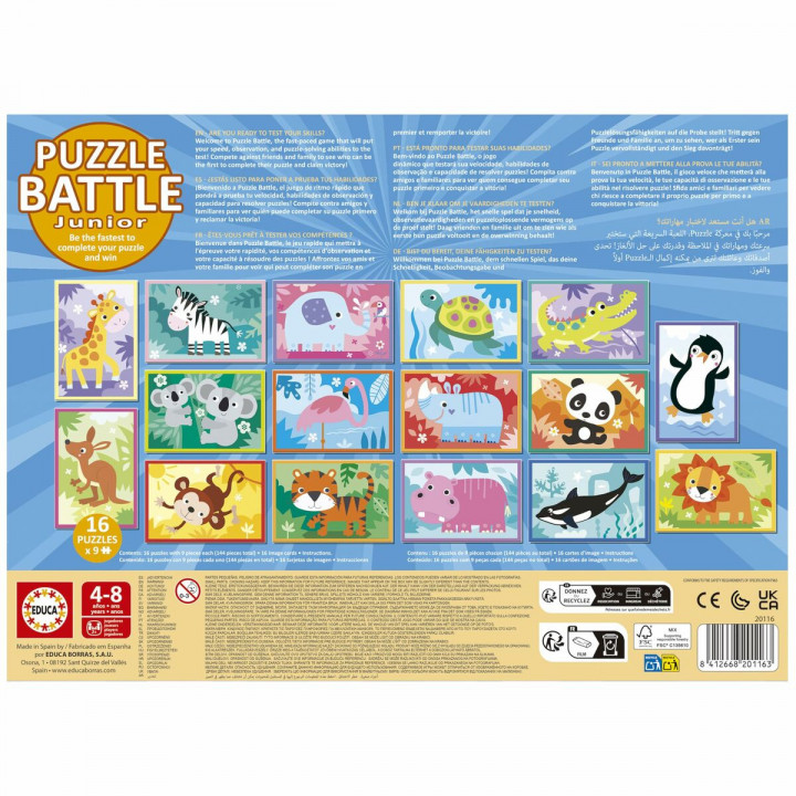 Puzzel Educa Battle Jr Animales 144 Onderdelen