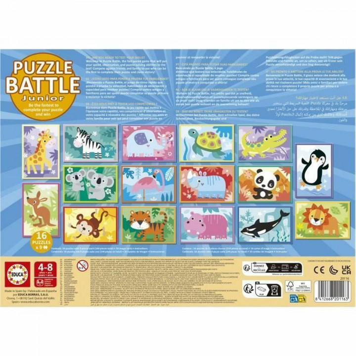Puzzel Educa Battle Jr Animales 144 Onderdelen