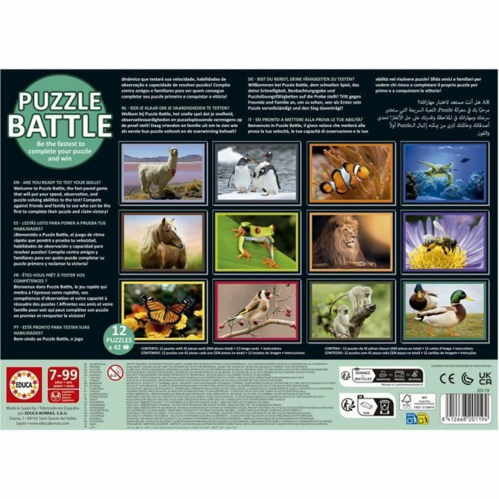 Puzzel Educa Battle Jr Natura 42 Onderdelen (12 Stuks)