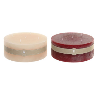 Candela Home ESPRIT Rosso Crema Natale 25 x 25 x 10 cm (2 Unità)