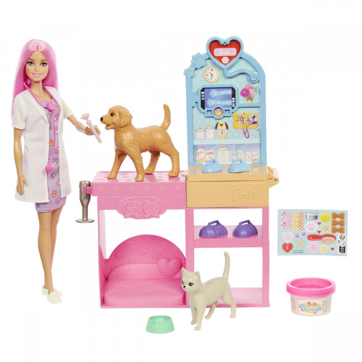 Playset Barbie Veterinarian Clinic 15 Pezzi