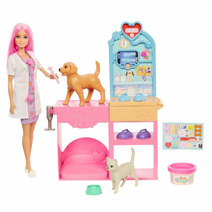 Playset Barbie Veterinarian Clinic 15 Pezzi