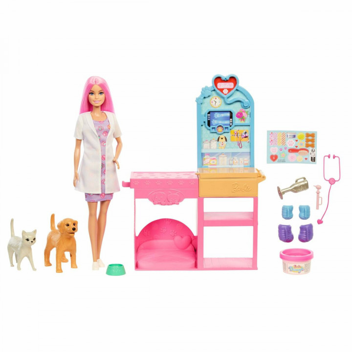 Playset Barbie Veterinarian Clinic 15 Pezzi