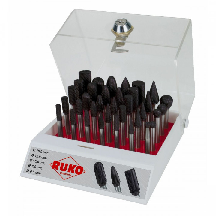 Kit de fraises multiusages RUKO Métal dur (HM) 35 Pièces