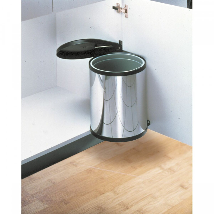 Secchio della spazzatura Hailo Compact-Box Acciaio 15 L Nero Grigio Integrabile/Da incasso