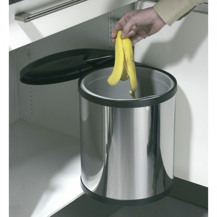 Vuilnisemmer Hailo Compact-Box Staal 15 L Zwart Grijs Integreerbaar