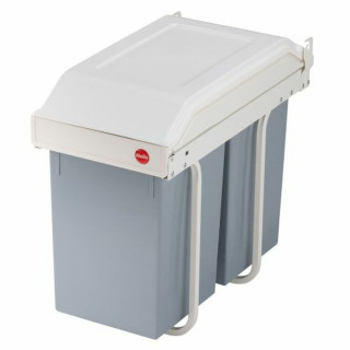 Secchio della spazzatura Hailo Multi-Box duo L Bianco Grigio Crema Acciaio Plastica 2 cassetti 14 L Integrabile/Da incasso (2 Un