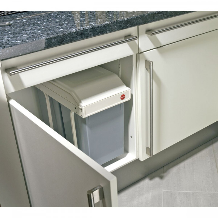 Vuilnisemmer Hailo Multi-Box duo L Wit Grijs Crème Staal Plastic 2 lades 14 L Integreerbaar (2 Stuks)